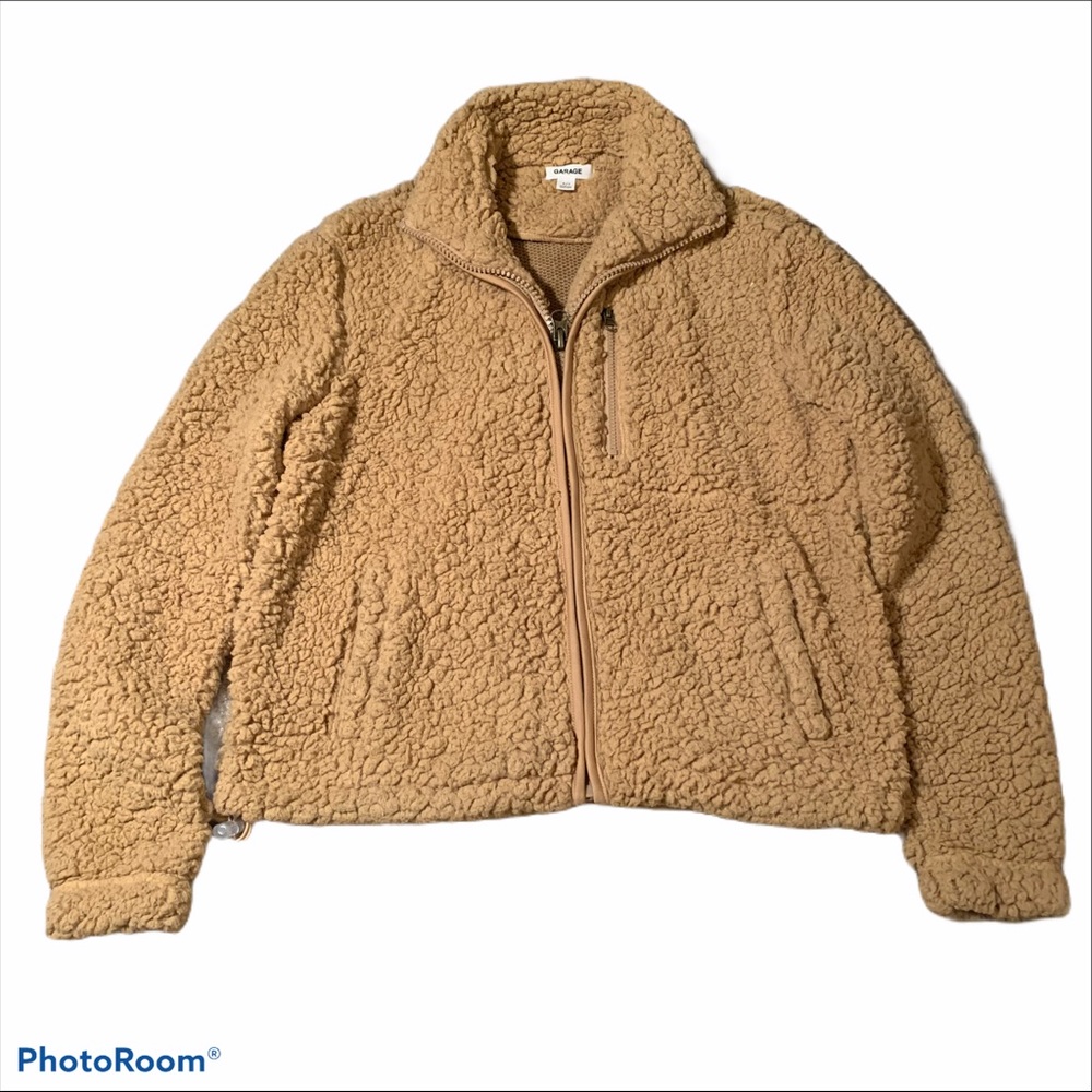 Garage Full-Zip Tan Sherpa Jacket